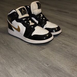 Nike Black White Gold High-Top Sneakers